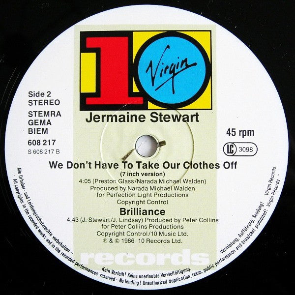 Jermaine Stewart : We Don't Have To Take Our Clothes Off (12")