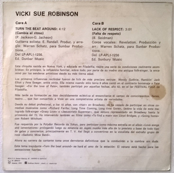 Vicki Sue Robinson : Turn The Beat Around = Cambia El Ritmo (7", Single)