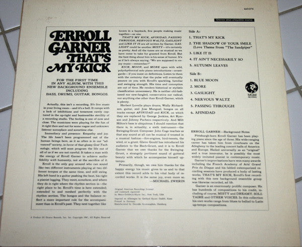 Erroll Garner : That's My Kick (LP, Album)