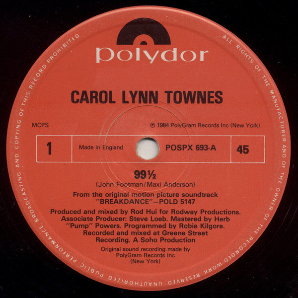 Carol Lynn Townes / Chris "The Glove" Taylor & David Storrs / Hot Streak : 99 1/2 / Reckless / Body Work (12", Maxi)