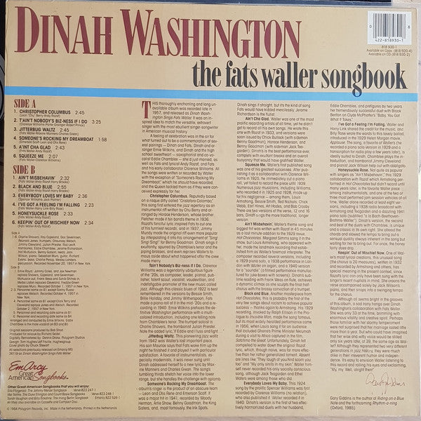 Dinah Washington : The Fats Waller Songbook (LP, RE)
