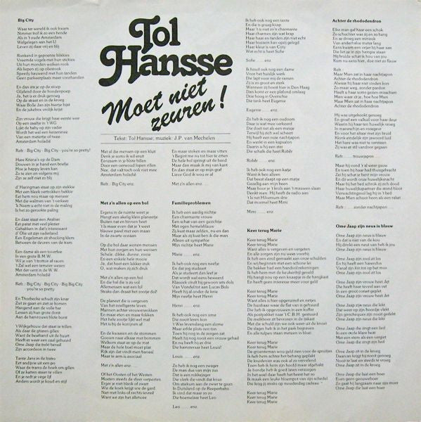 Tol Hansse : Moet Niet Zeuren! (LP, Album)