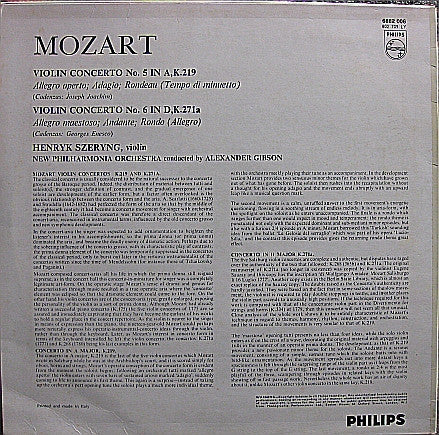 Henryk Szeryng, Mozart*, New Philharmonia Orchestra, Alexander Gibson : Violin Concerto No.5 In A, K.219 / Violin Concerto No.6 In D, K.271a (LP)