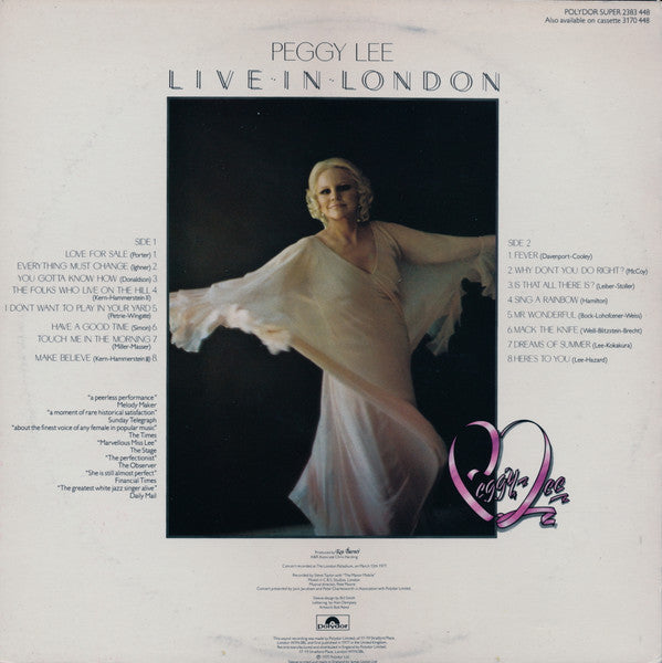 Peggy Lee : Live In London (LP, Album)