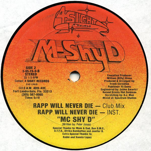 MC Shy D : Rapp Will Never Die (12")