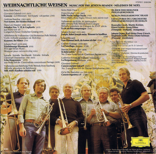 Blasorchester der Berliner Philharmoniker : Weihnachtliche Weisen (Music For The Joyous Season - Mélodies De Nöel) (LP)