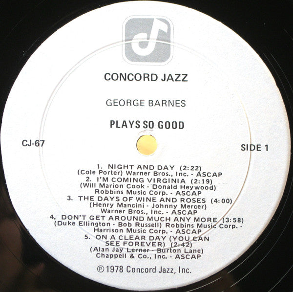 George Barnes : Plays So Good (LP)