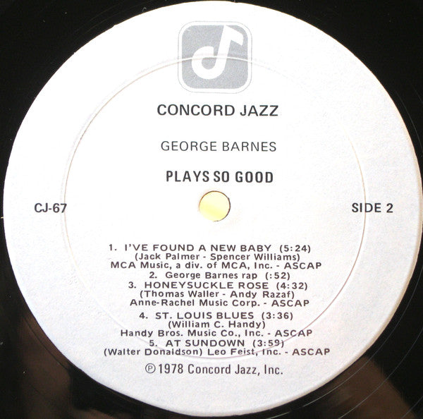 George Barnes : Plays So Good (LP)