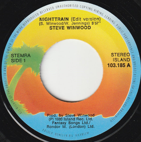 Steve Winwood : Night Train (7", Single)