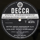 Benjamin Britten, Peter Pears, Dietrich Fischer-Dieskau, The London Symphony Orchestra & London Symphony Chorus, New Philharmonia Orchestra : Cantata Misericordium / Sinfonia Da Requiem (LP)