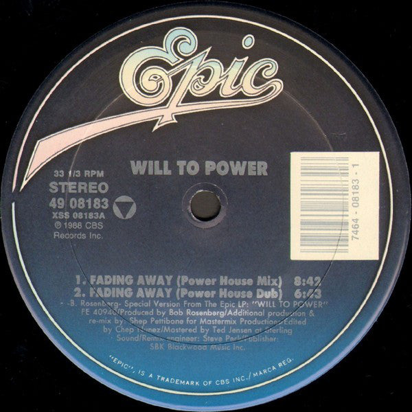 Will To Power : Fading Away (12")