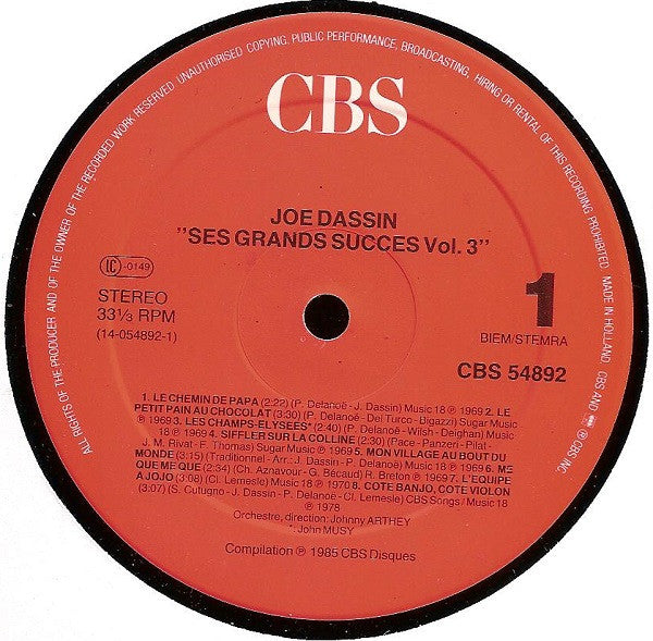 Joe Dassin : Ses Grands Succès Vol. 3 (LP, Comp)