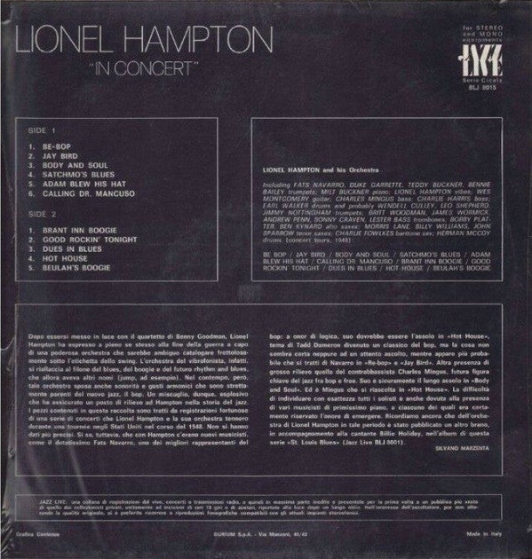 Lionel Hampton : In Concert (LP, Mono)