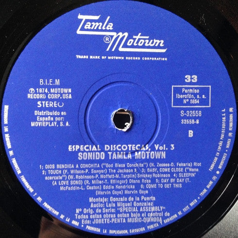 Various : Especial Discotecas, Vol. 3 - Sonido Tamla Motown (LP, Comp, Mixed)