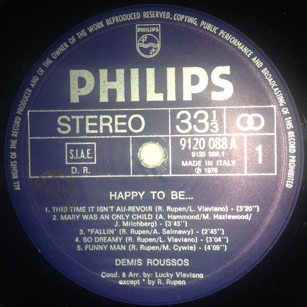 Demis Roussos : Happy To Be... (LP, Album, Gat)