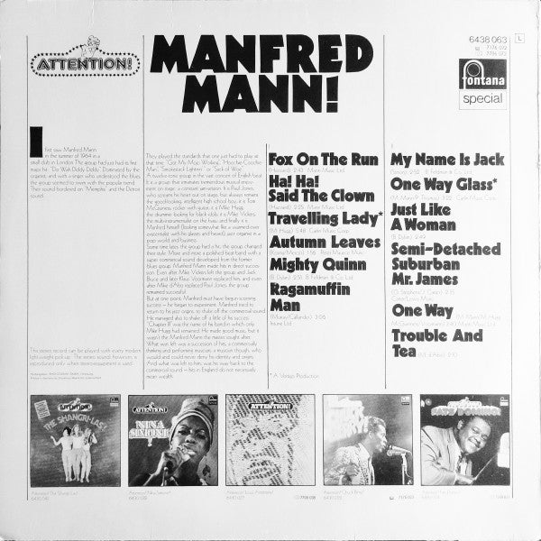 Manfred Mann : Attention! Manfred Mann! (LP, Comp)