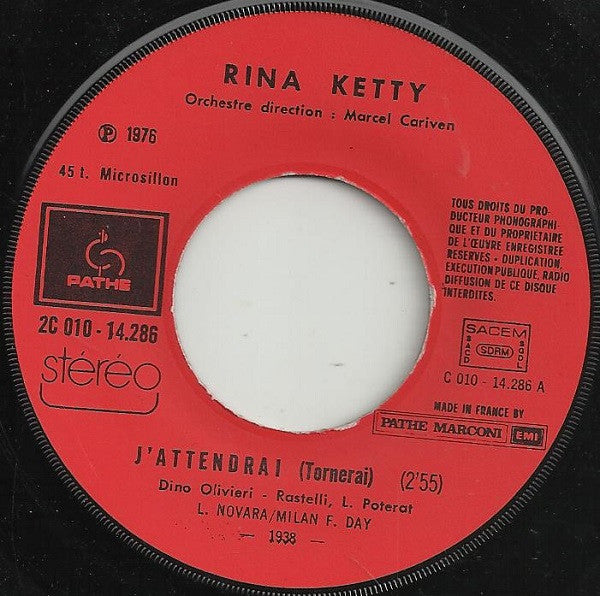 Rina Ketty : J'Attendrai (7", Single)