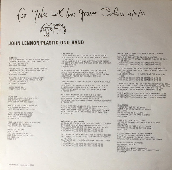 John Lennon / Plastic Ono Band* : John Lennon / Plastic Ono Band (LP, Album)