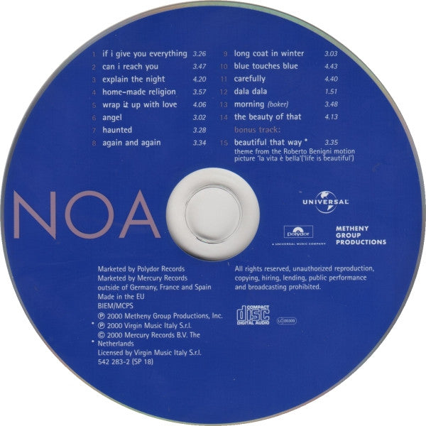 Noa : Blue Touches Blue (CD, Album)