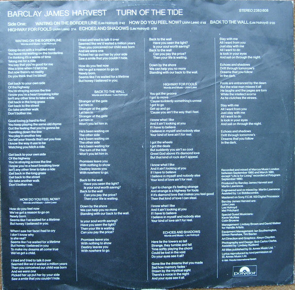 Barclay James Harvest : Turn Of The Tide (LP, Album)