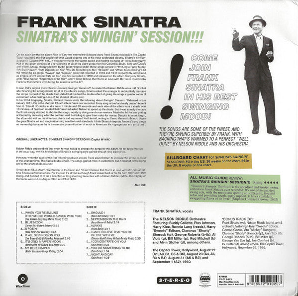 Frank Sinatra : Sinatra's Swingin' Session! (LP, Album, RE, 180)