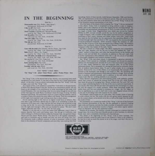 Nat 'King' Cole Trio* : In The Beginning (LP, Album, Comp, Mono, RE)