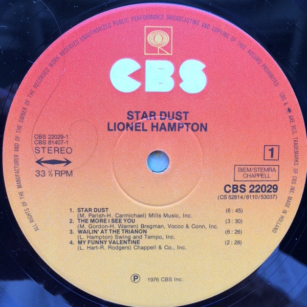 Lionel Hampton : Star Dust (2xLP, Comp)