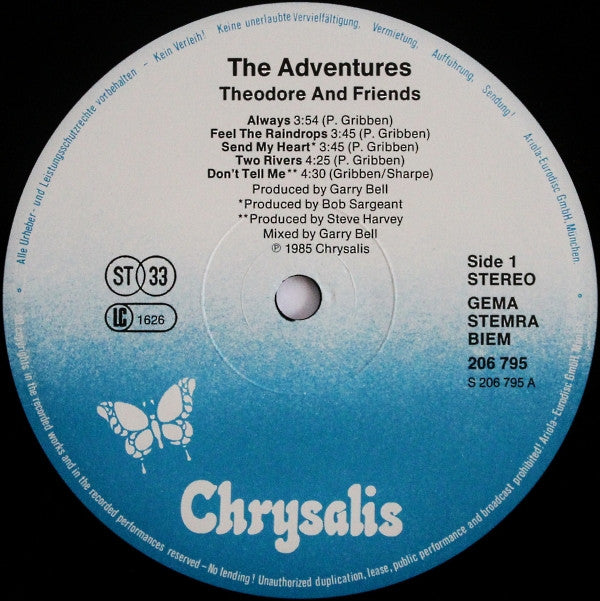 The Adventures : Theodore And Friends (LP, Album)