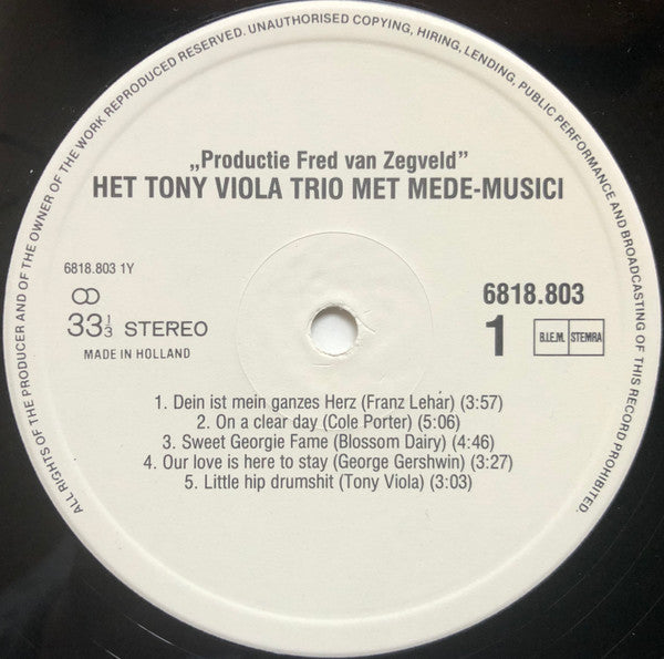 Tony Viola Trio : En Mede-Musici (LP, Album)