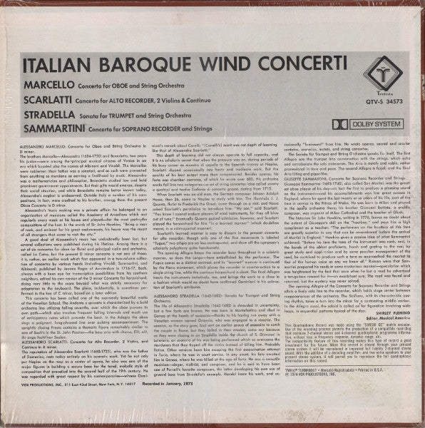 Alessandro Marcello, Alessandro Scarlatti, Alessandro Stradella, Giuseppe Sammartini : Italian Baroque Wind Concerti (Baroque Works For Trumpet, Recorder & Oboe) (LP, Quad, QS)