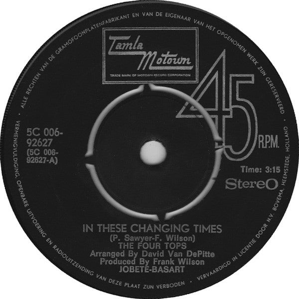 Four Tops : In These Changing Times (7", Single)