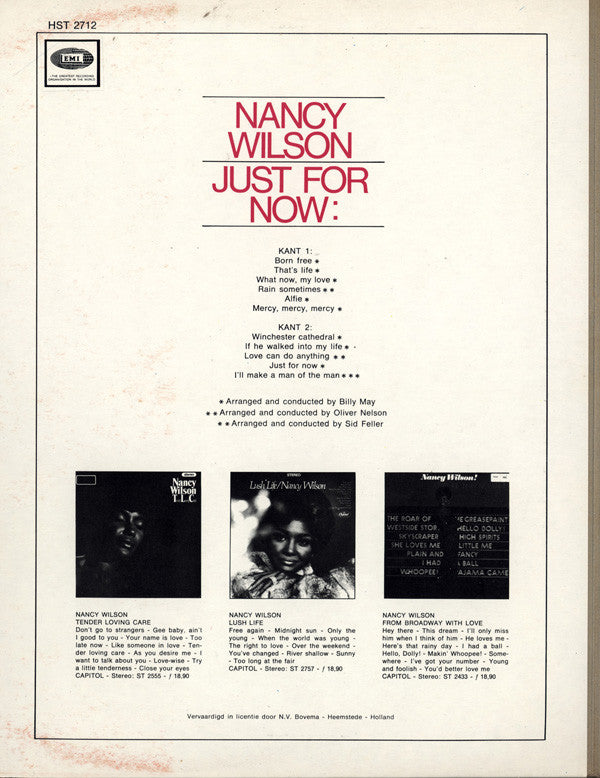 Nancy Wilson : Just For Now: (LP, Album, Gat)