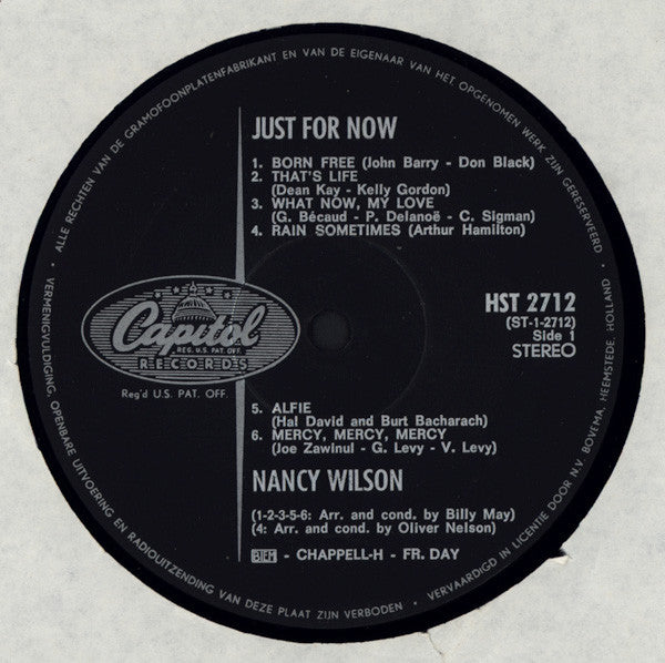 Nancy Wilson : Just For Now: (LP, Album, Gat)