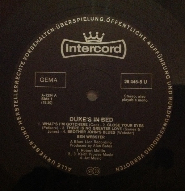 Ben Webster : Duke's In Bed! (LP, Album, RE)