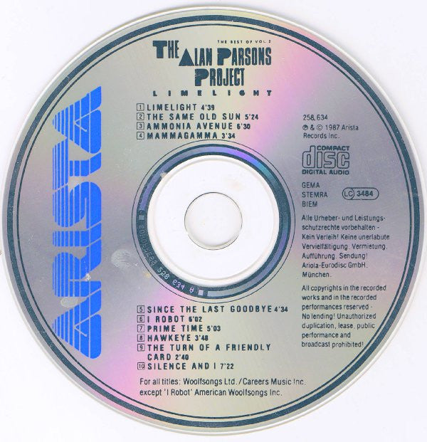 The Alan Parsons Project : Limelight (The Best Of Vol. 2) (CD, Comp)