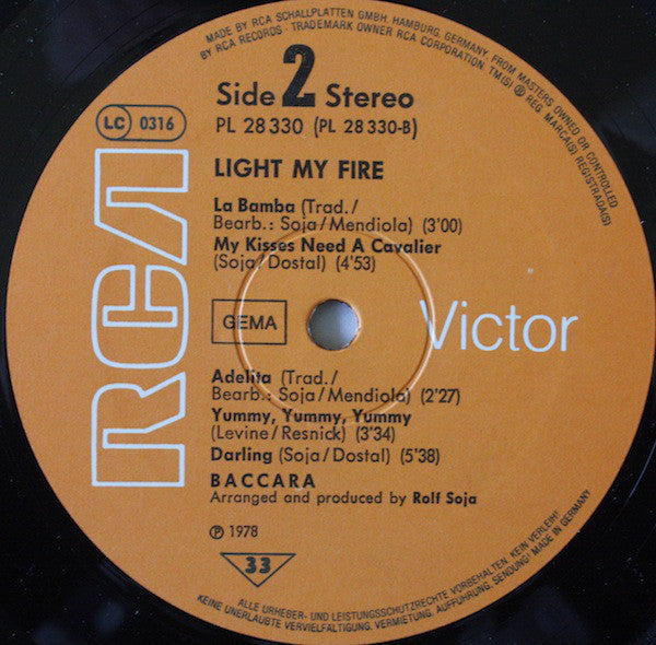 Baccara : Light My Fire (LP, Album)