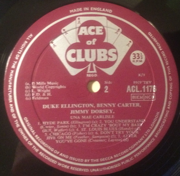 Duke Ellington, Benny Carter, Jimmy Dorsey And Una Mae Carlisle : The Music Of (LP, Comp, Mono)
