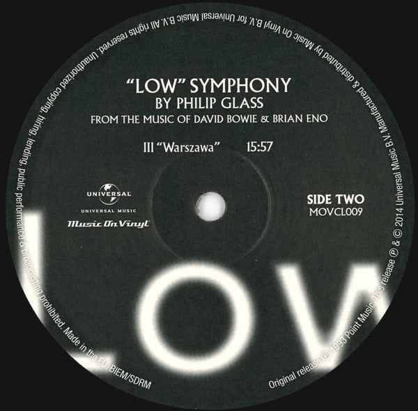 Philip Glass From The Music Of David Bowie & Brian Eno : "Low" Symphony (LP, Album, RE)