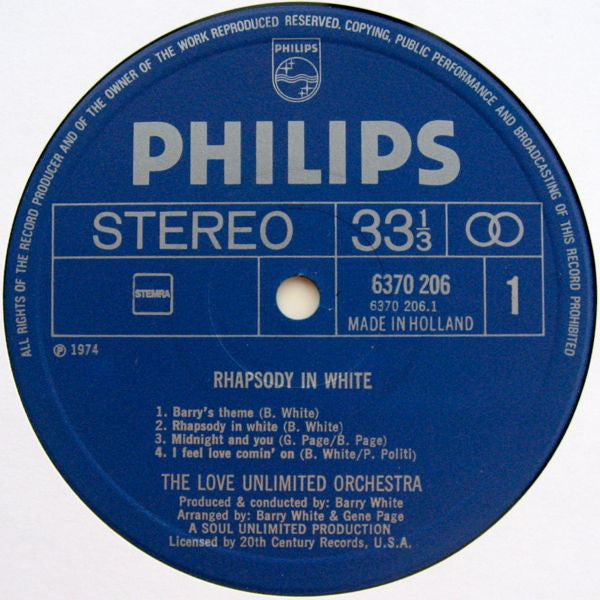 The Love Unlimited Orchestra* : Rhapsody In White (LP, Album)
