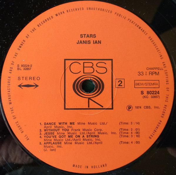 Janis Ian : Stars (LP, Album)