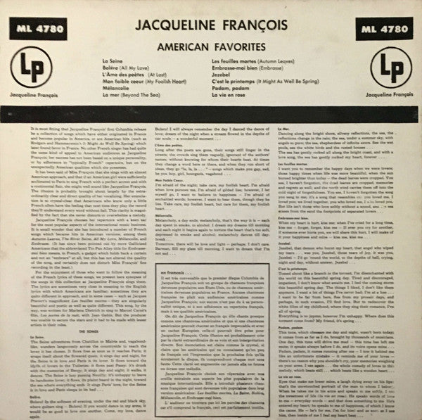 Jacqueline François : American Favorites (LP)