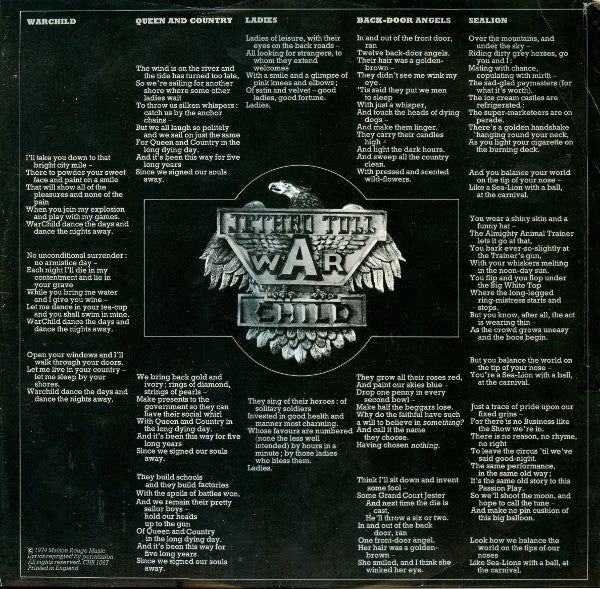 Jethro Tull : War Child (LP, Album)