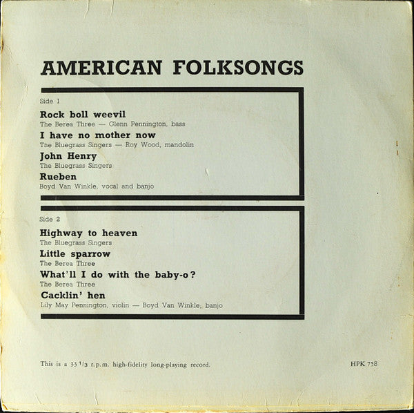 Various : American Folksongs (7", EP)