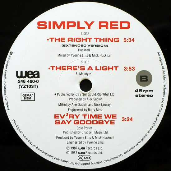 Simply Red : The Right Thing (12")