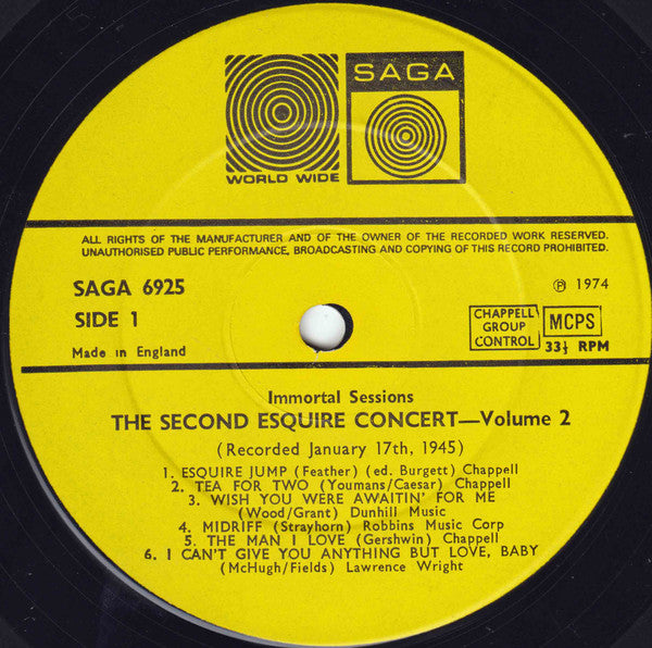 Various : The Second Esquire Concert, Volume 2 (LP, Comp)