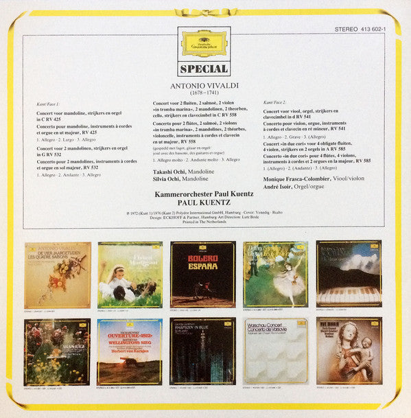 Antonio Vivaldi : Konzerte Für Mandoline. Konzert Für Violine Und Orgel. Konzert "In Due Cori" (LP, RE)