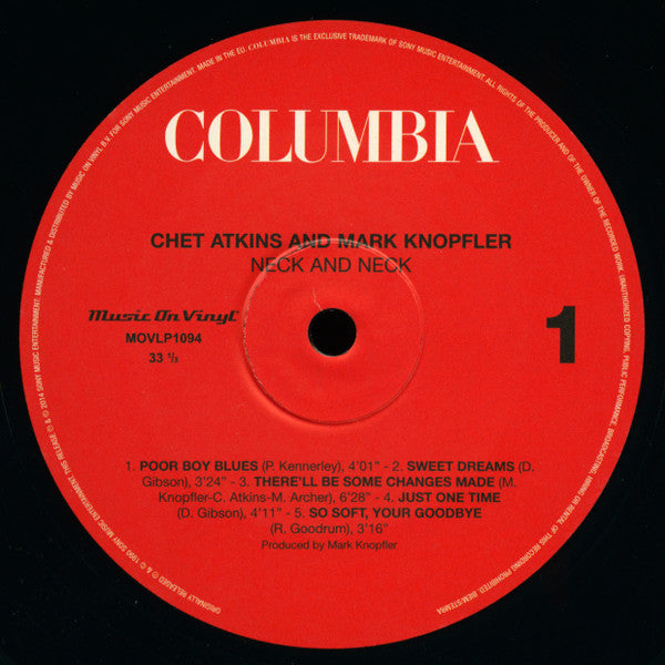 Chet Atkins And Mark Knopfler : Neck And Neck (LP, Album, RE)
