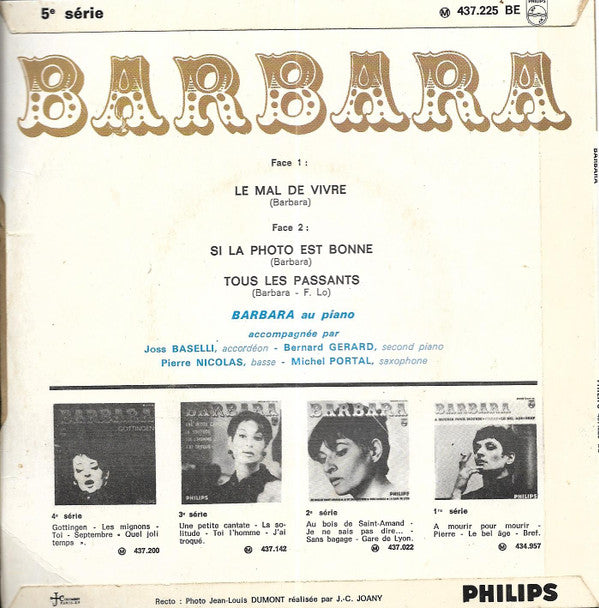 Barbara (5) : Le Mal De Vivre (7", EP, Mono)