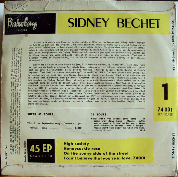 Sidney Bechet And His Orchestra : High Society (7", EP)