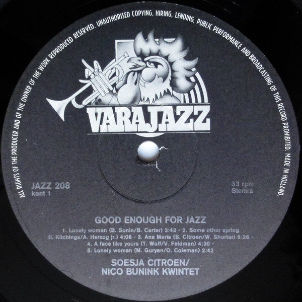 Soesja Citroen Met Het Nico Bunink Kwintet - Good Enough For Jazz (LP Tweedehands) - Discords.nl